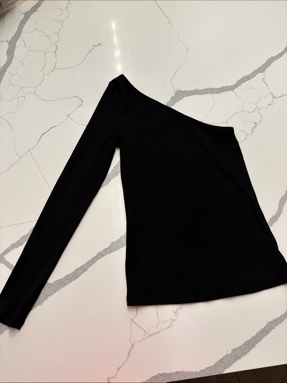 Old Navy Black One-Shoulder Ribbed Long Sleeve Top